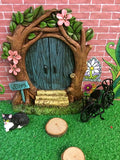 Blue fairy door with accessories