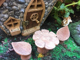 leaf chairs and flower table