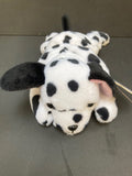 Dalmatian beanie baby lying flat towards the camera