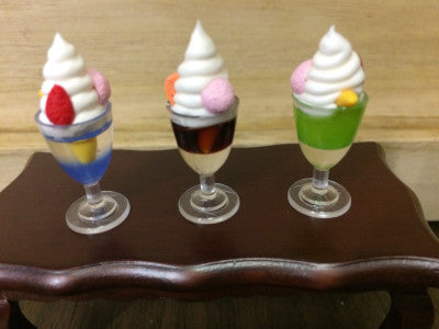 Three mini ice cream sundaes