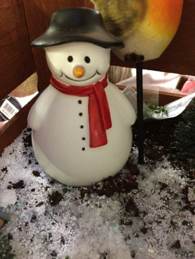 Miniature ceramic snowman