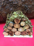 Mini log pile with moss