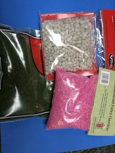Scenic pack contents white glass pink gravel scatter grass