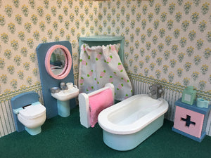 dolls house wooden bathroom