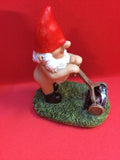 naughty gnome with lawn mower