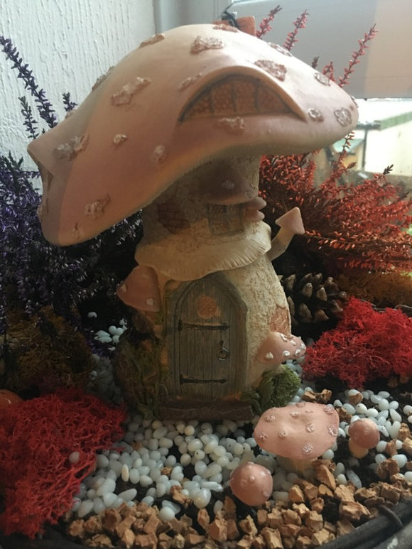 pink toadstool house
