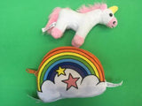 unicorn soft toy and zippy bag