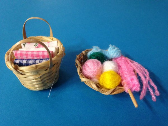 Baskets of wool and fabric